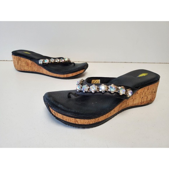 volatile chunky platform wedge black Rhinestone studded sandals Women’s US Sz 10 - Picture 3 of 7